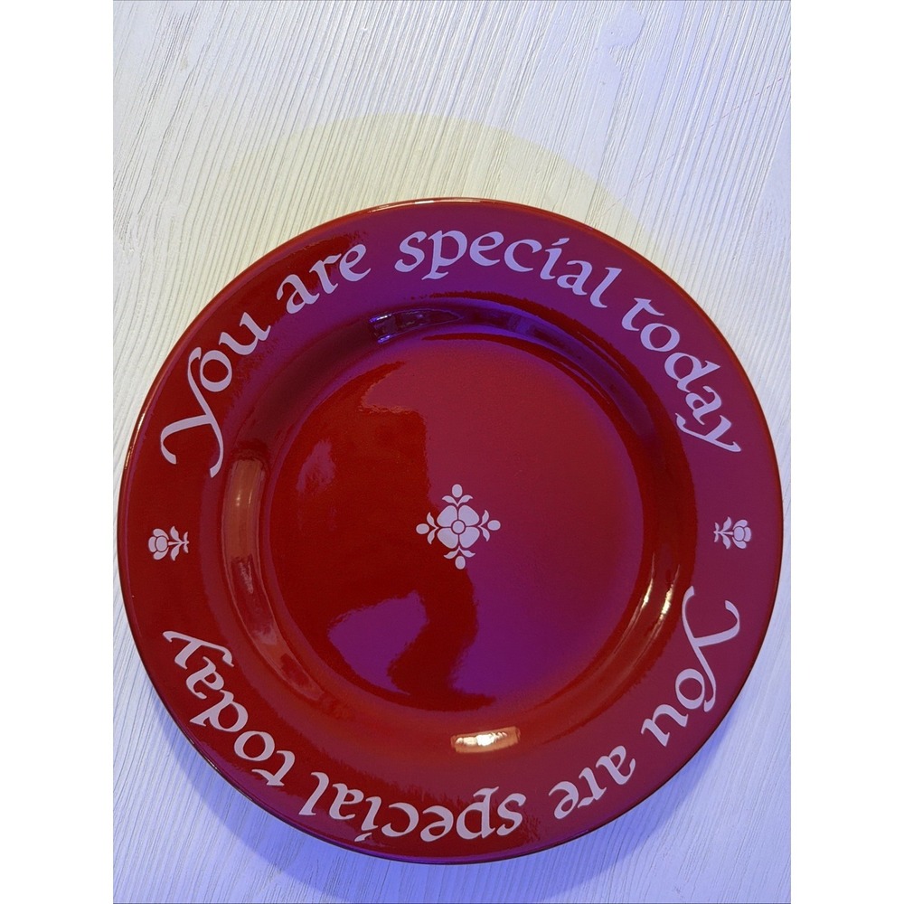 The Original Red Plate Co Dinner Plate You Are Special Today Red 10.5" Excellent - Picture 5 of 6